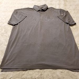 Fennec Golf Polo Shirt Black White Striped Mens Size XL
